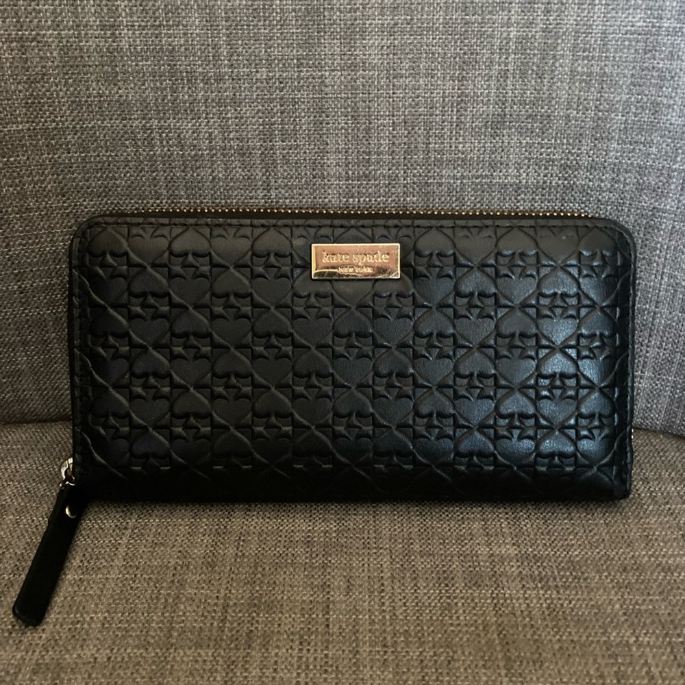 Kate Spade Neda Penn Place Black Leather Large Zip-Around Continental Wallet